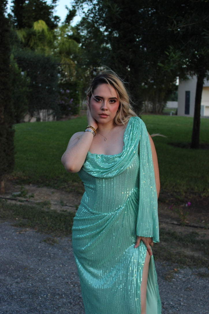 Vestido turquesa lentejuelas