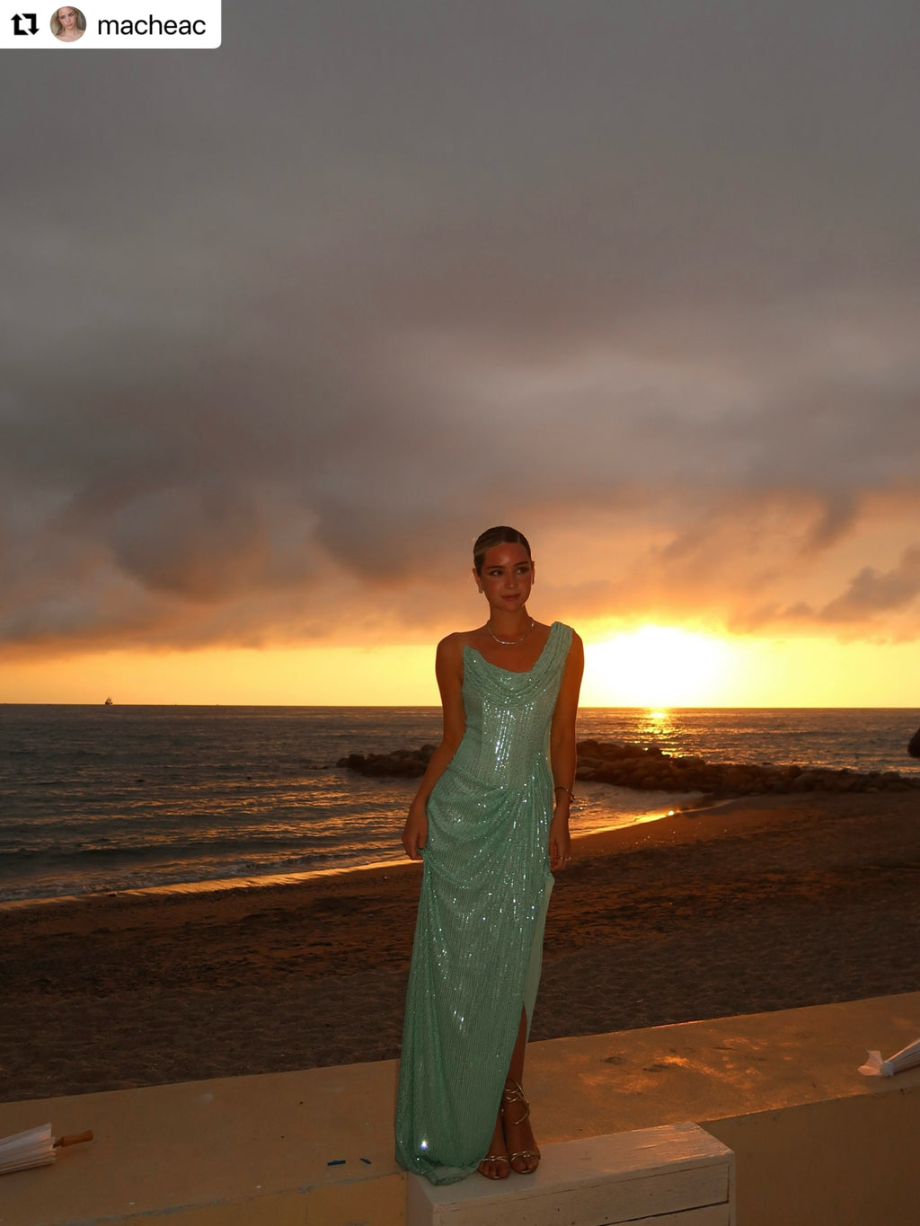Vestido turquesa lentejuelas