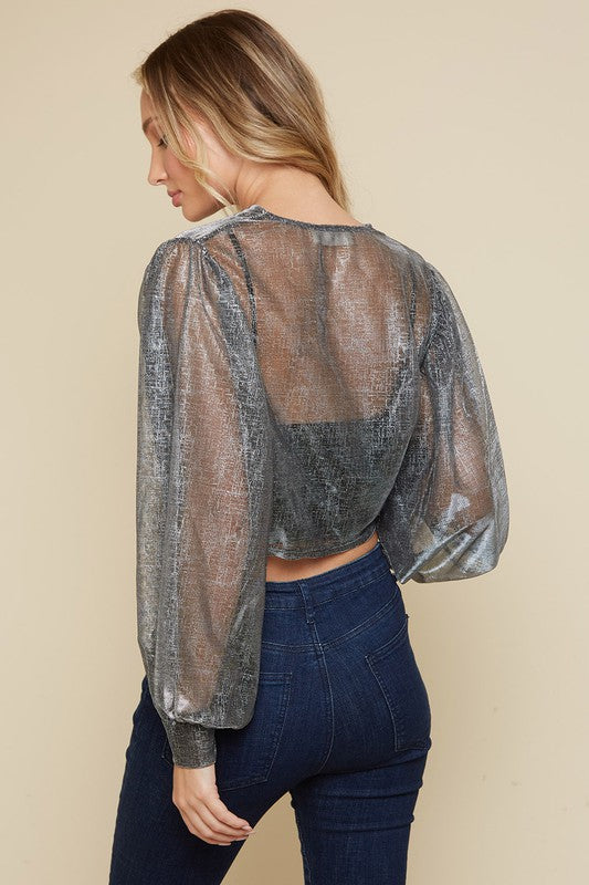 Blusa plateada gris