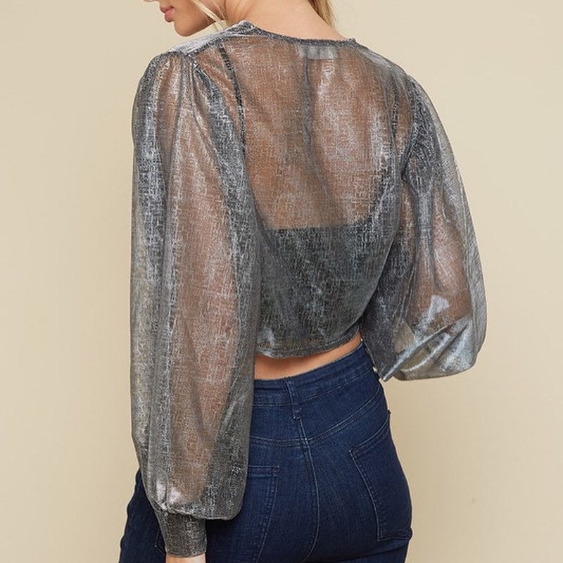 Blusa plateada gris