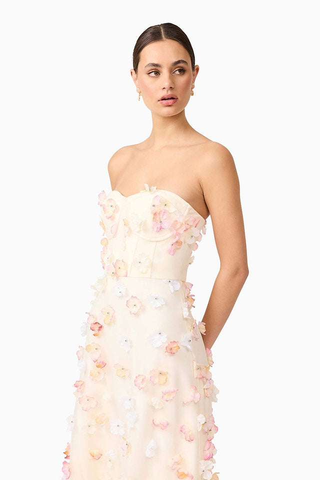 Vestido de flores beige