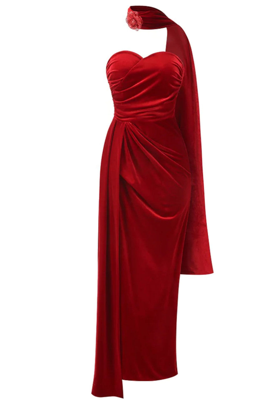 Vestido rojo velvet strapple