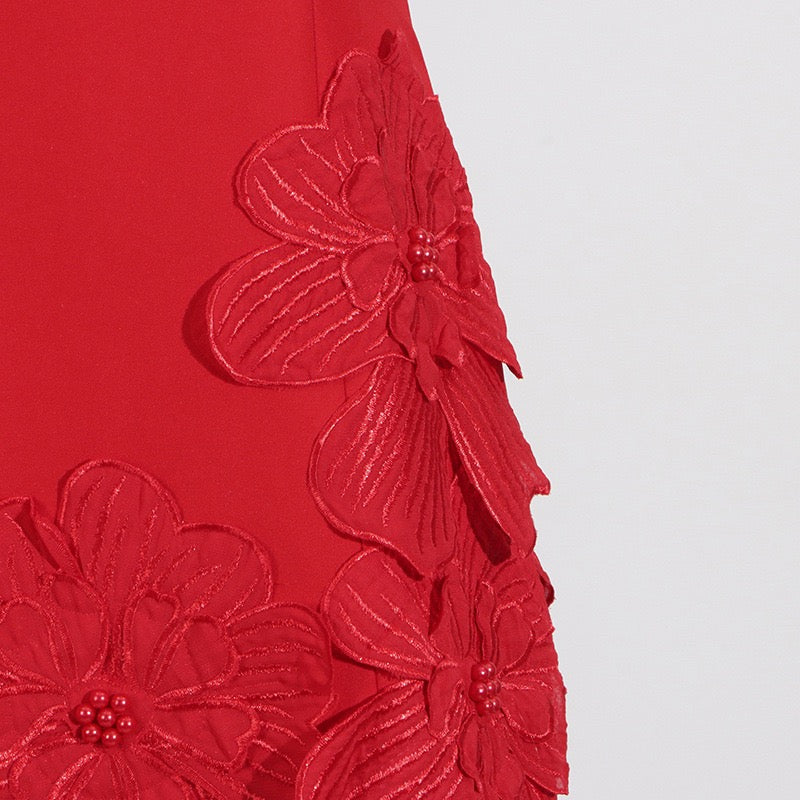 Vestido mini flores rojo