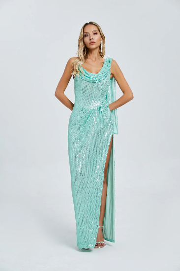 Vestido turquesa lentejuelas