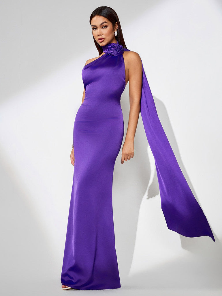 Vestido morado liso