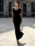 Feather black dress