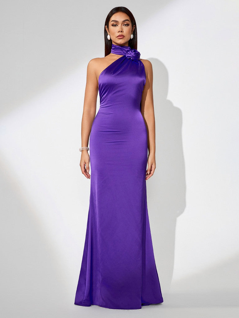 Vestido morado liso