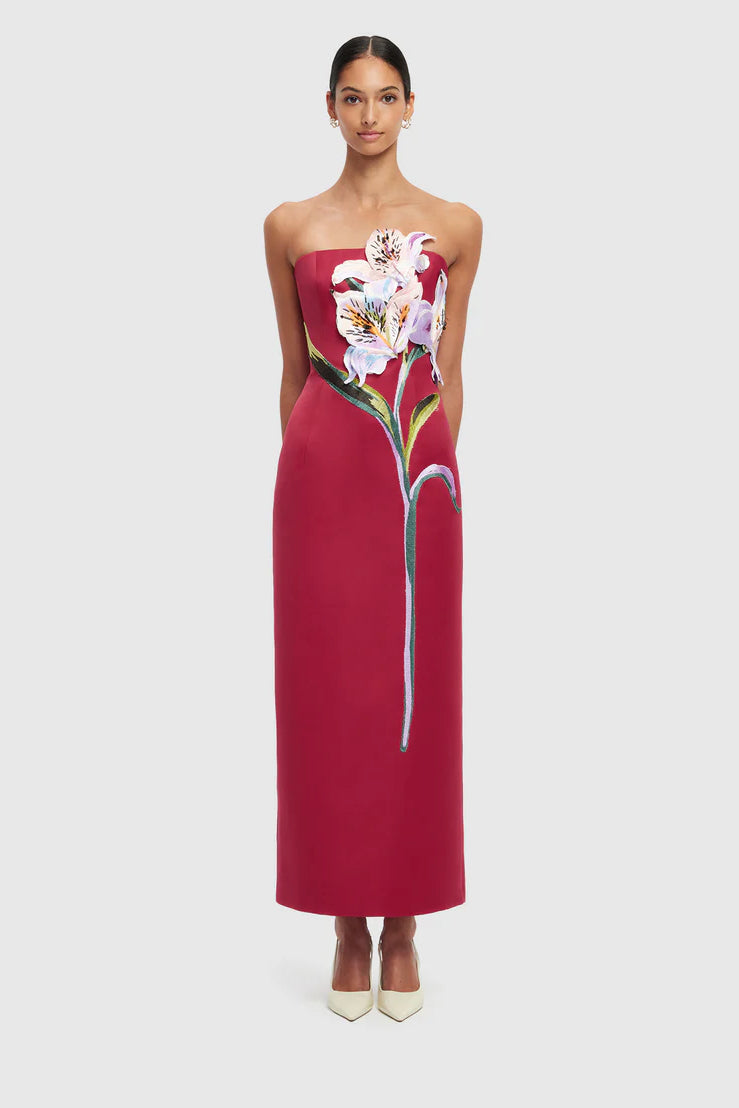 Vestido midi con flor