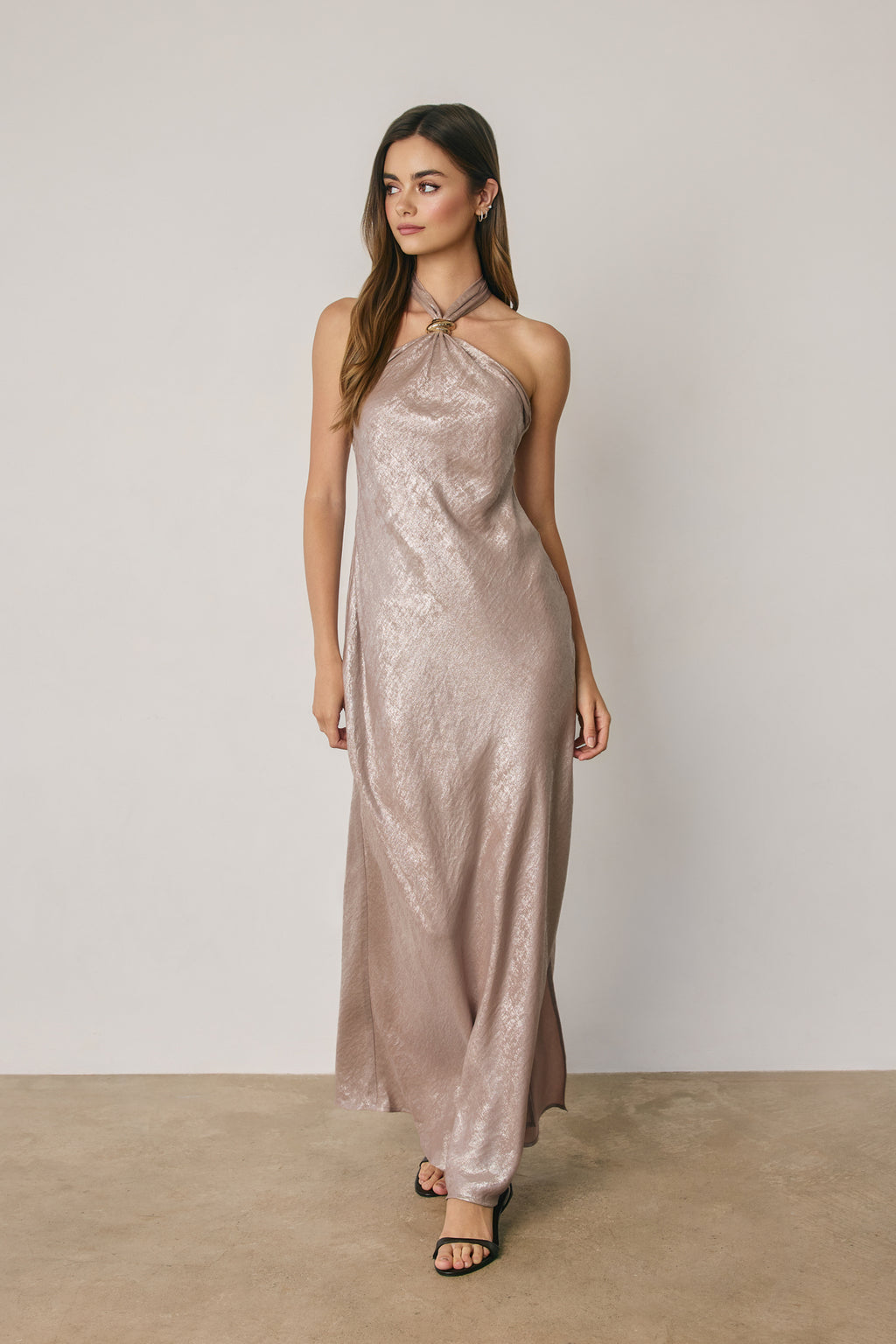 Vestido metallic gold