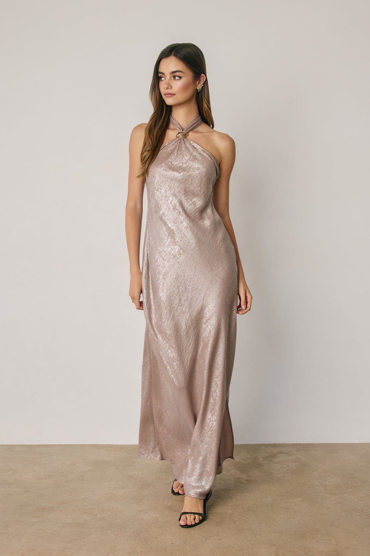 Vestido metallic gold