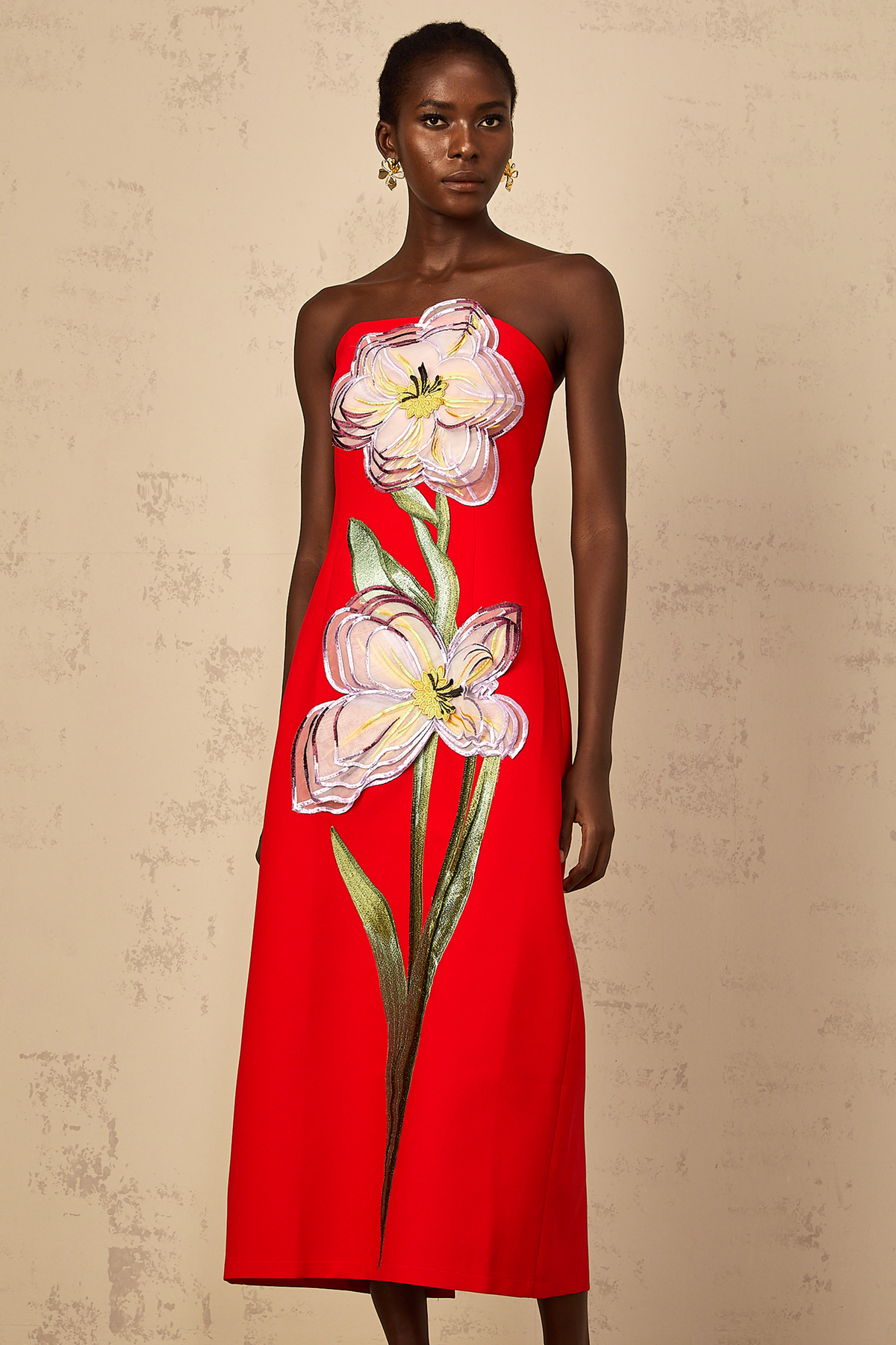 Vestido midi con flor
