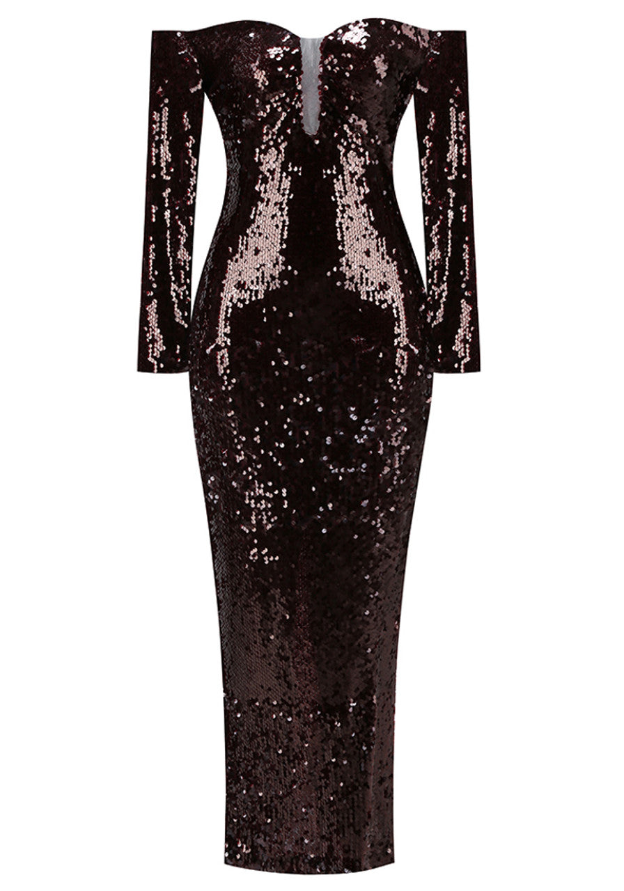 Vestido burgundy lentejuelas