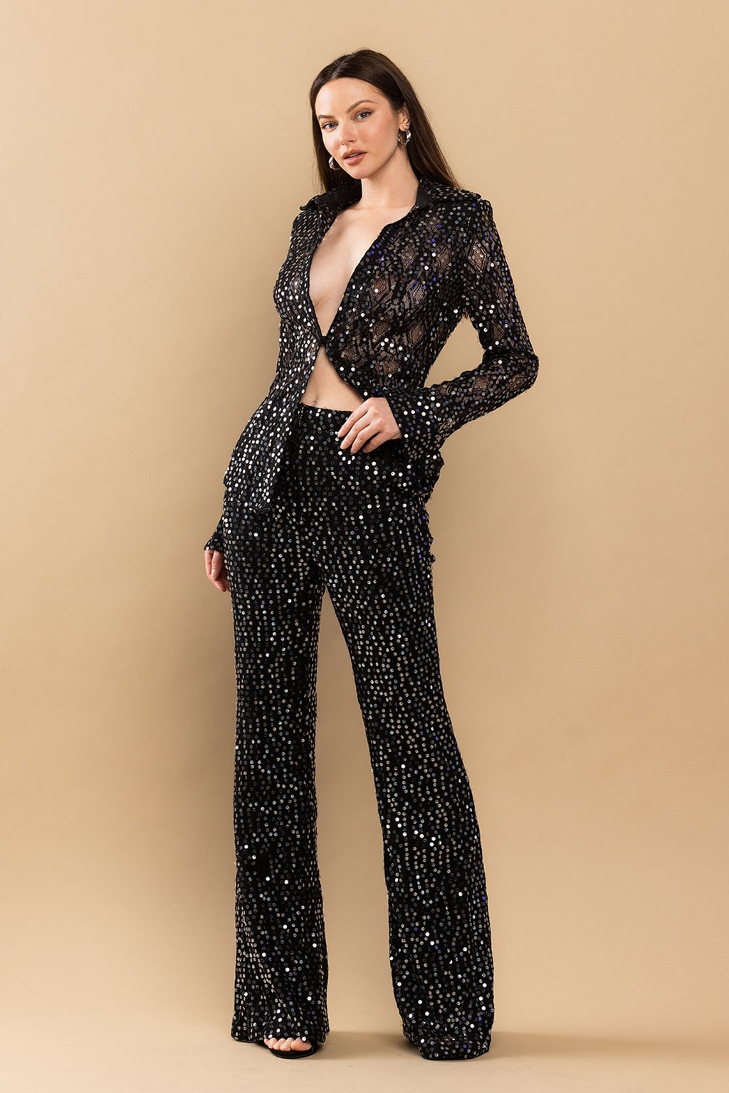 Set blusa y pantalón de brillos