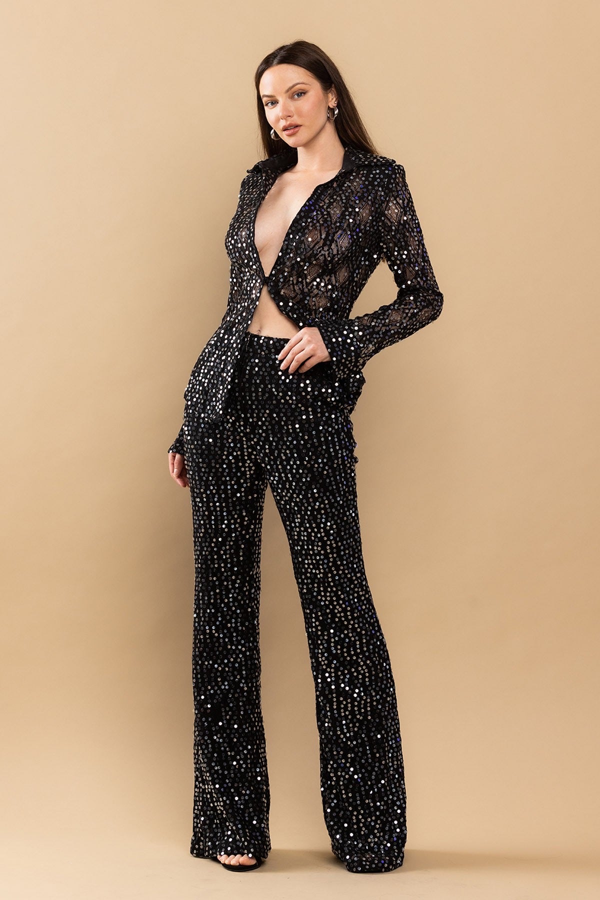 Set blusa y pantalón de brillos