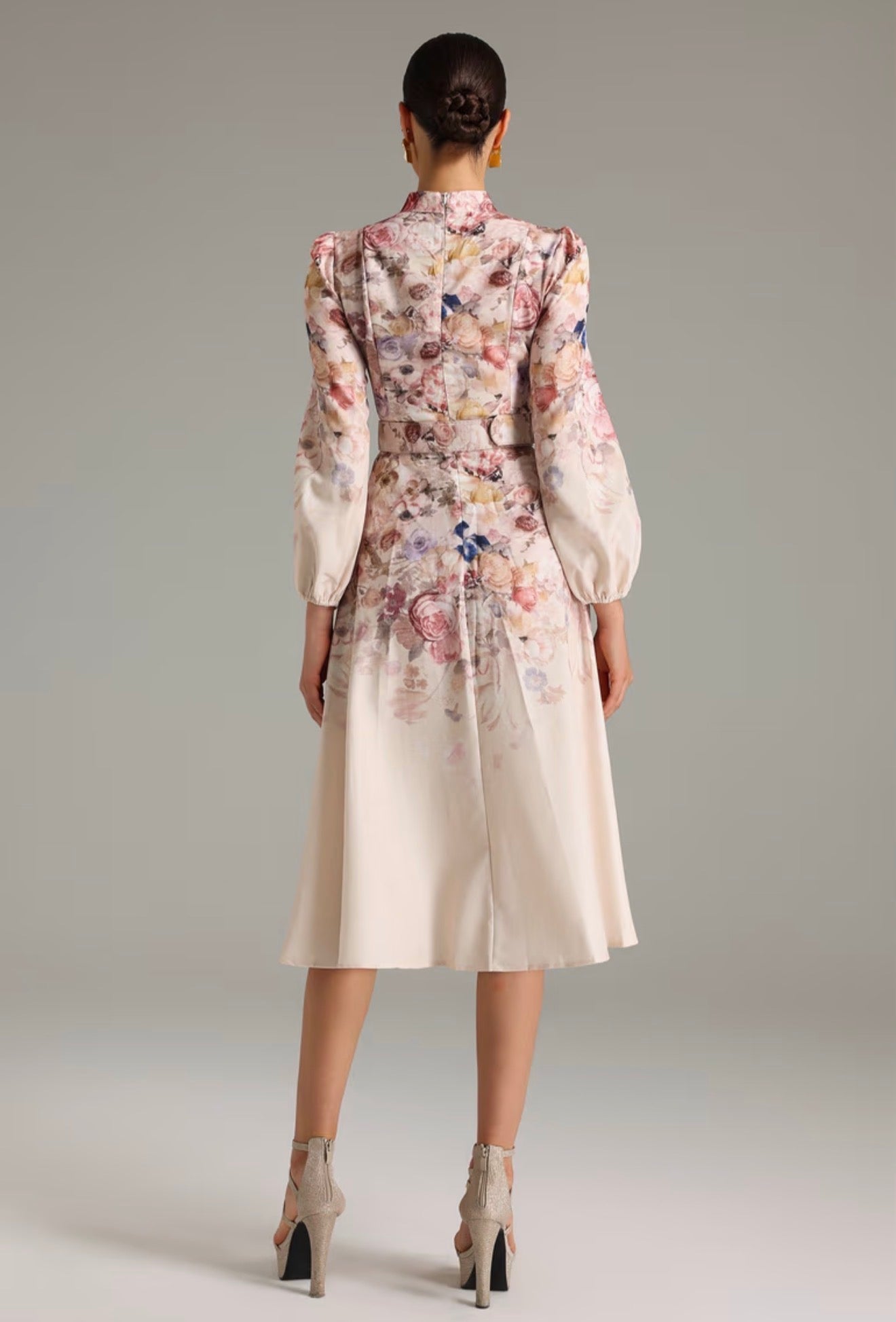Flowers ivory midi dress