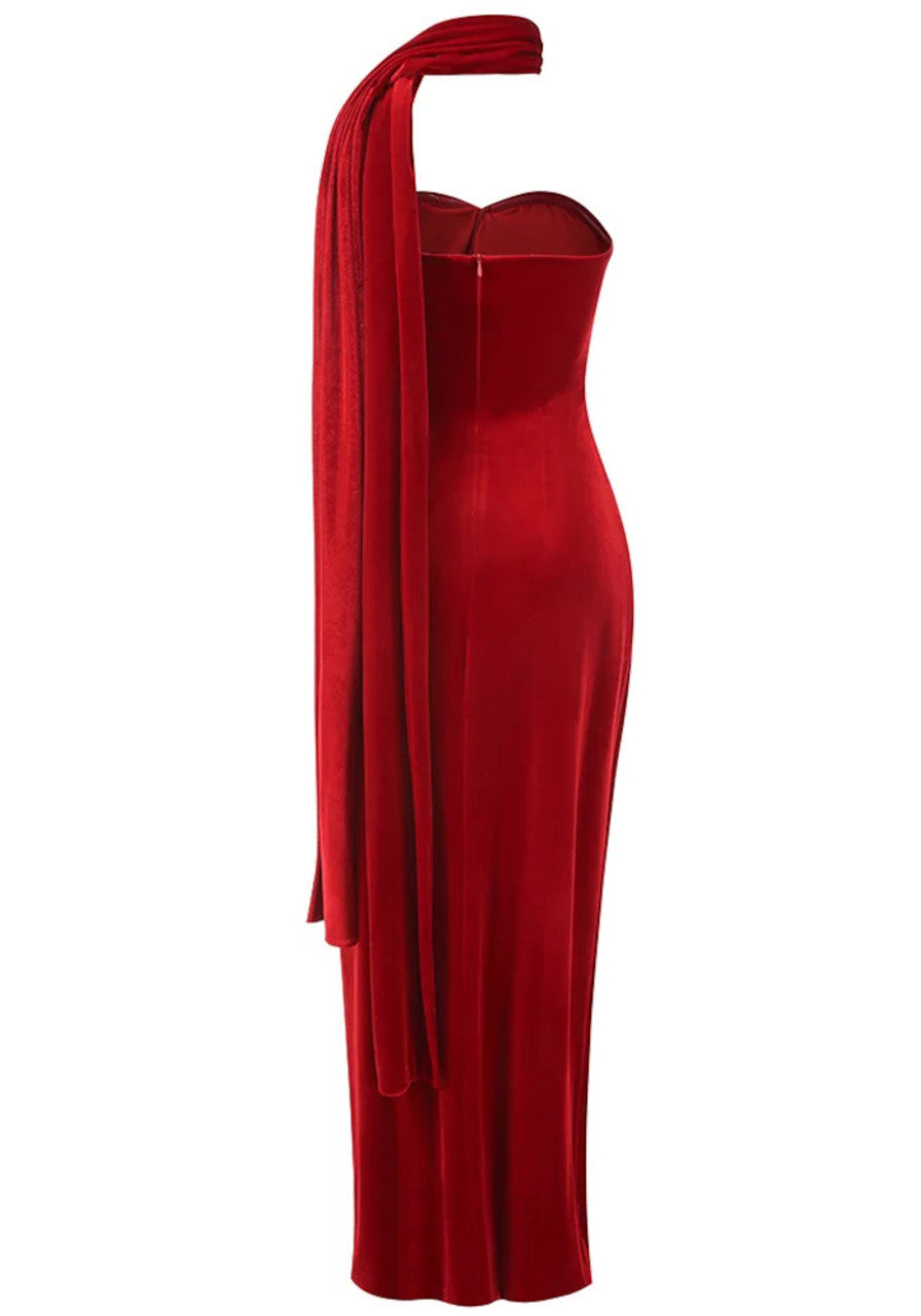 Vestido rojo velvet strapple