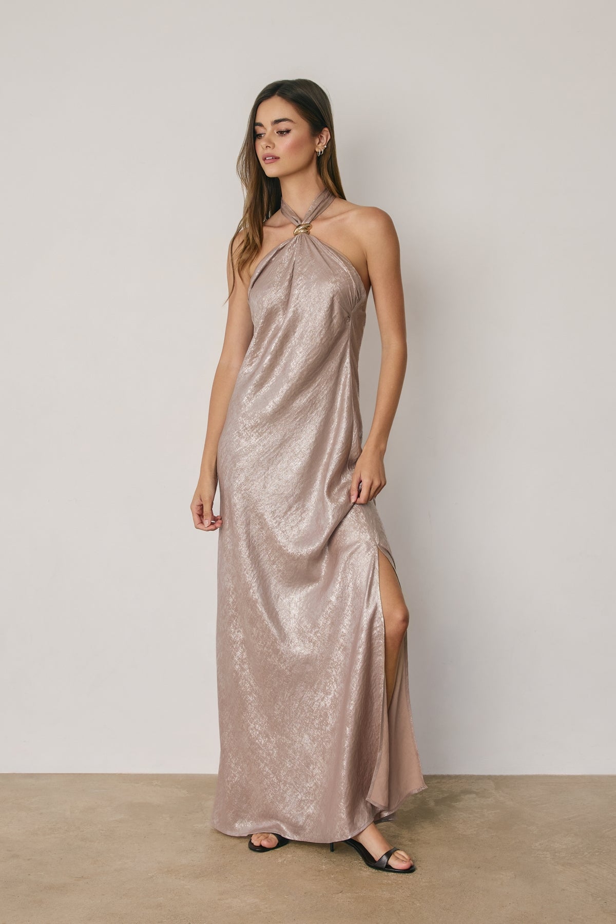 Vestido metallic gold