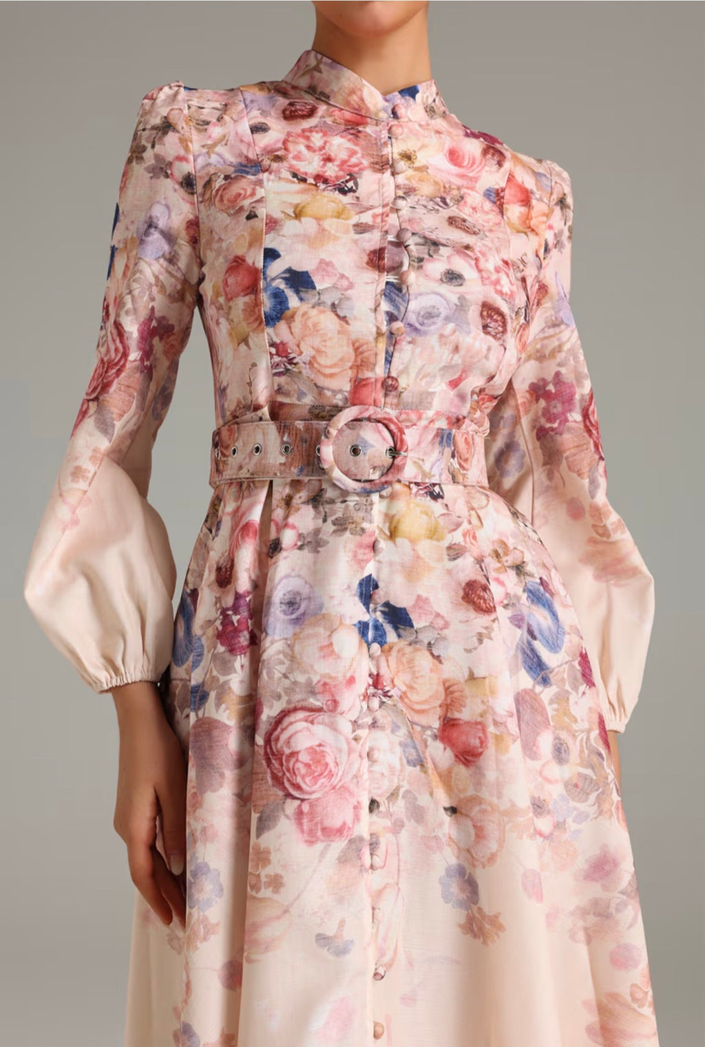 Flowers ivory midi dress
