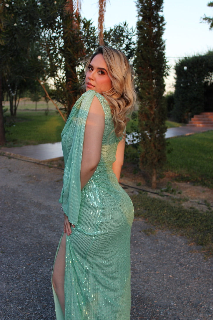 Vestido turquesa lentejuelas