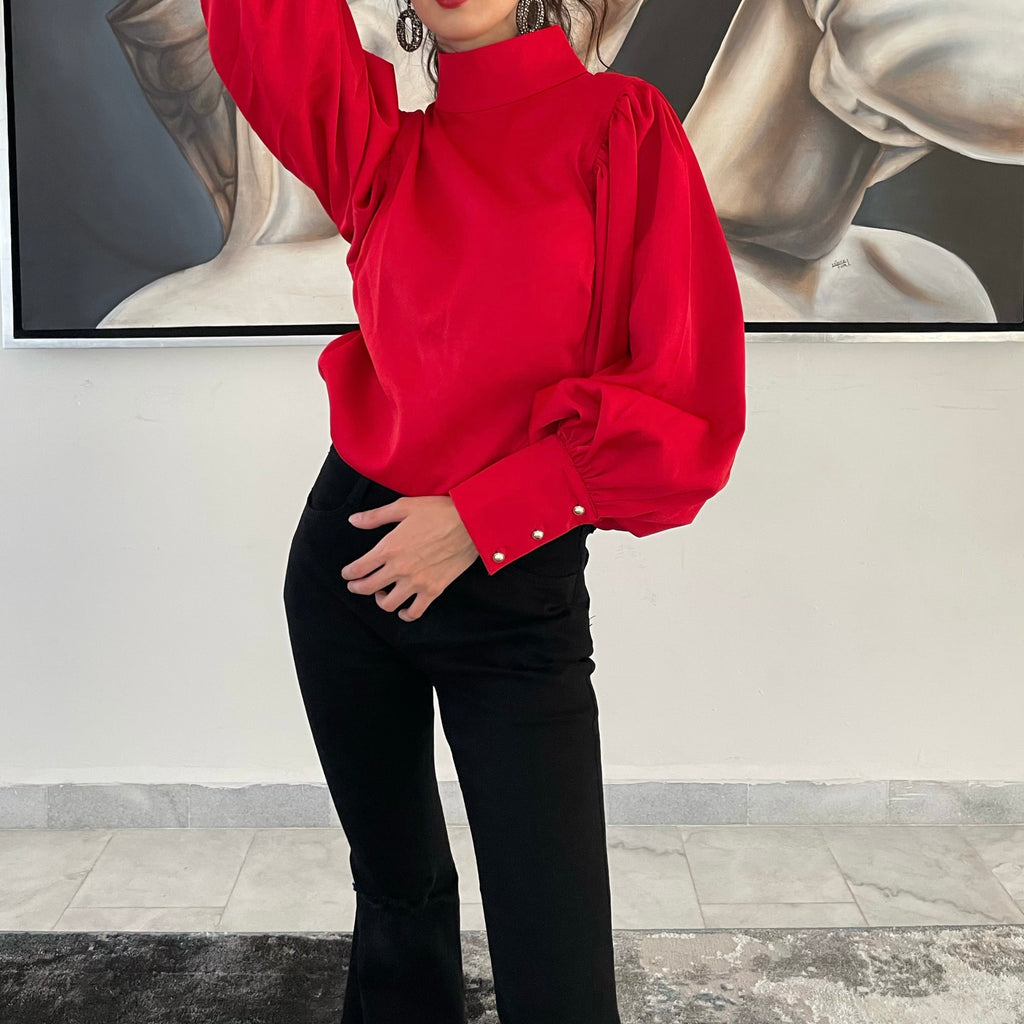 Blusa roja manga larga
