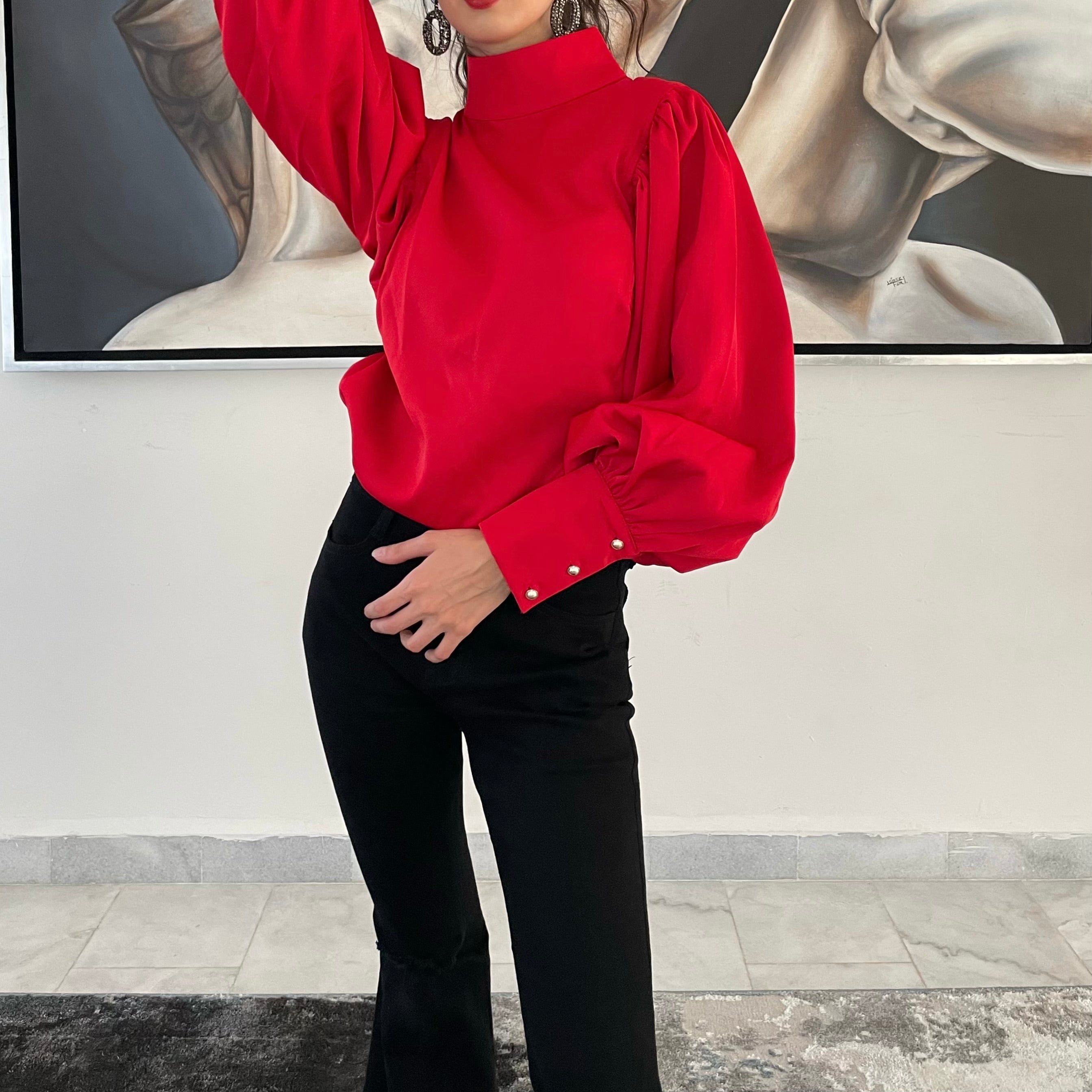 Blusa roja manga larga