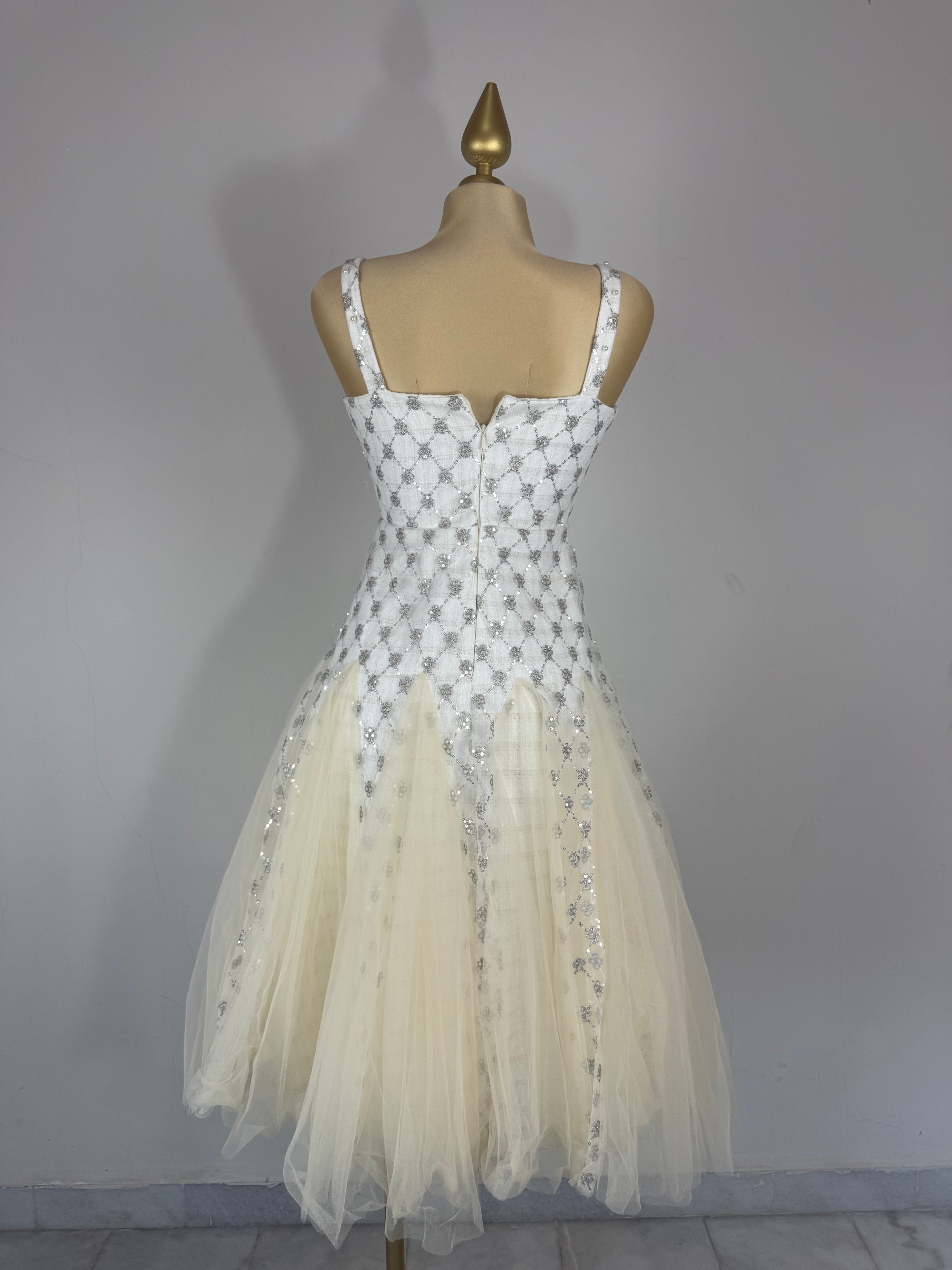 Vestido blanco perlas