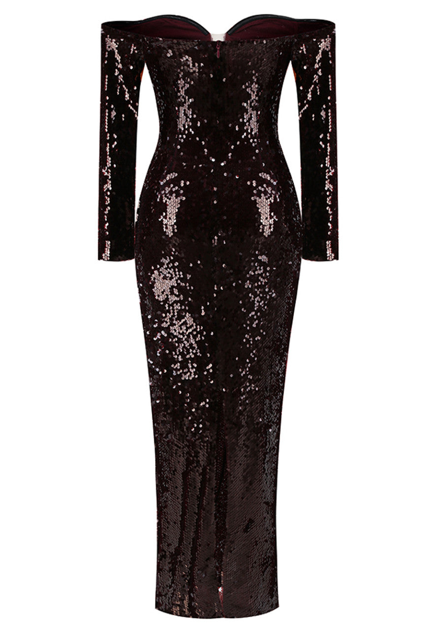 Vestido burgundy lentejuelas