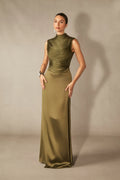 Vestido verde flecos