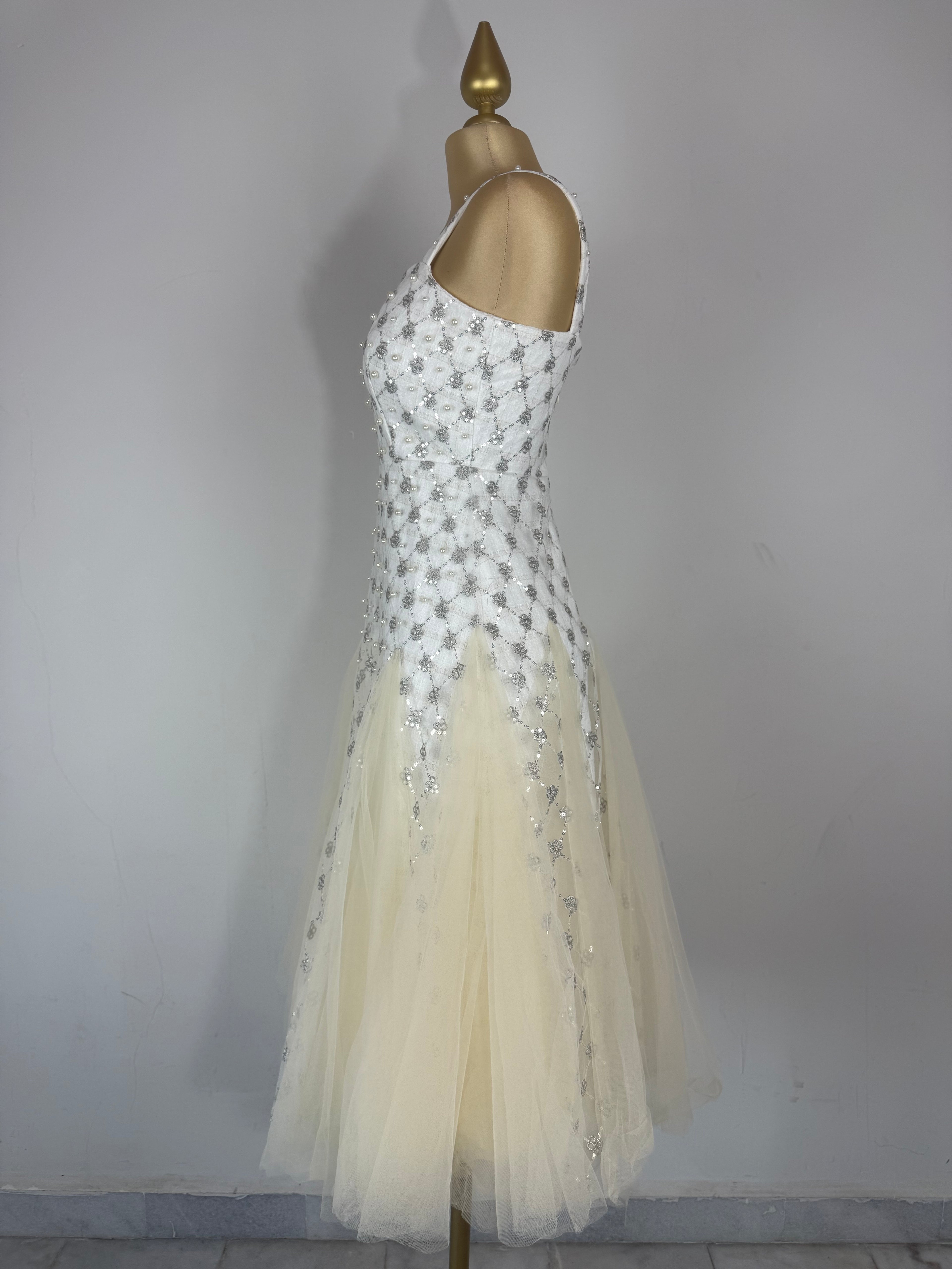 Vestido blanco perlas