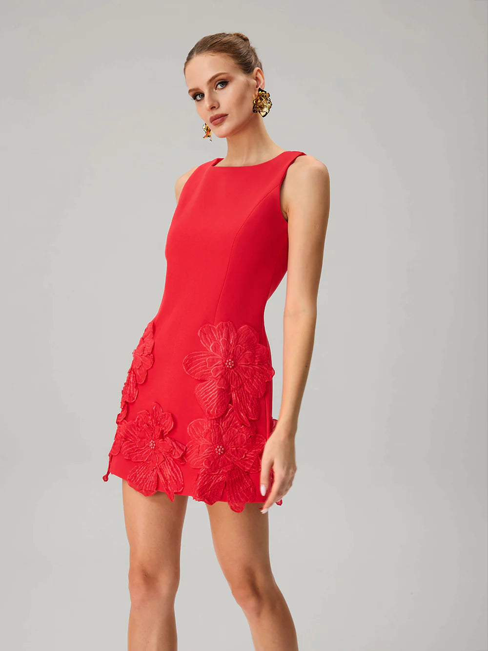 Vestido mini flores rojo