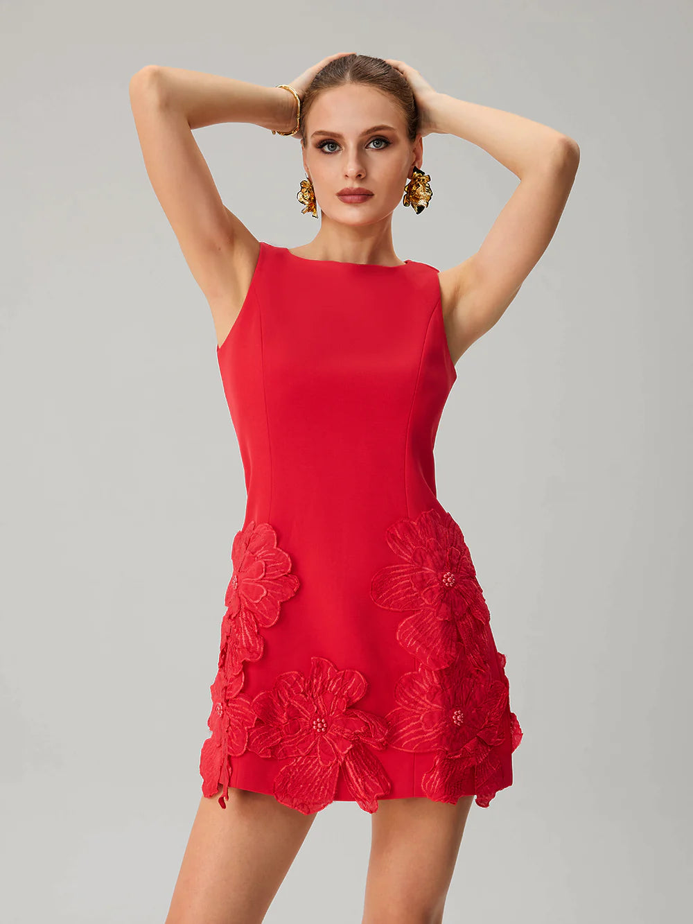 Vestido mini flores rojo