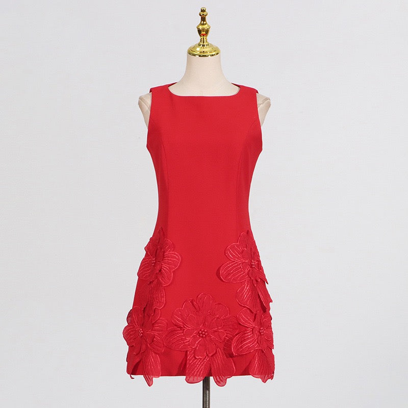 Vestido mini flores rojo