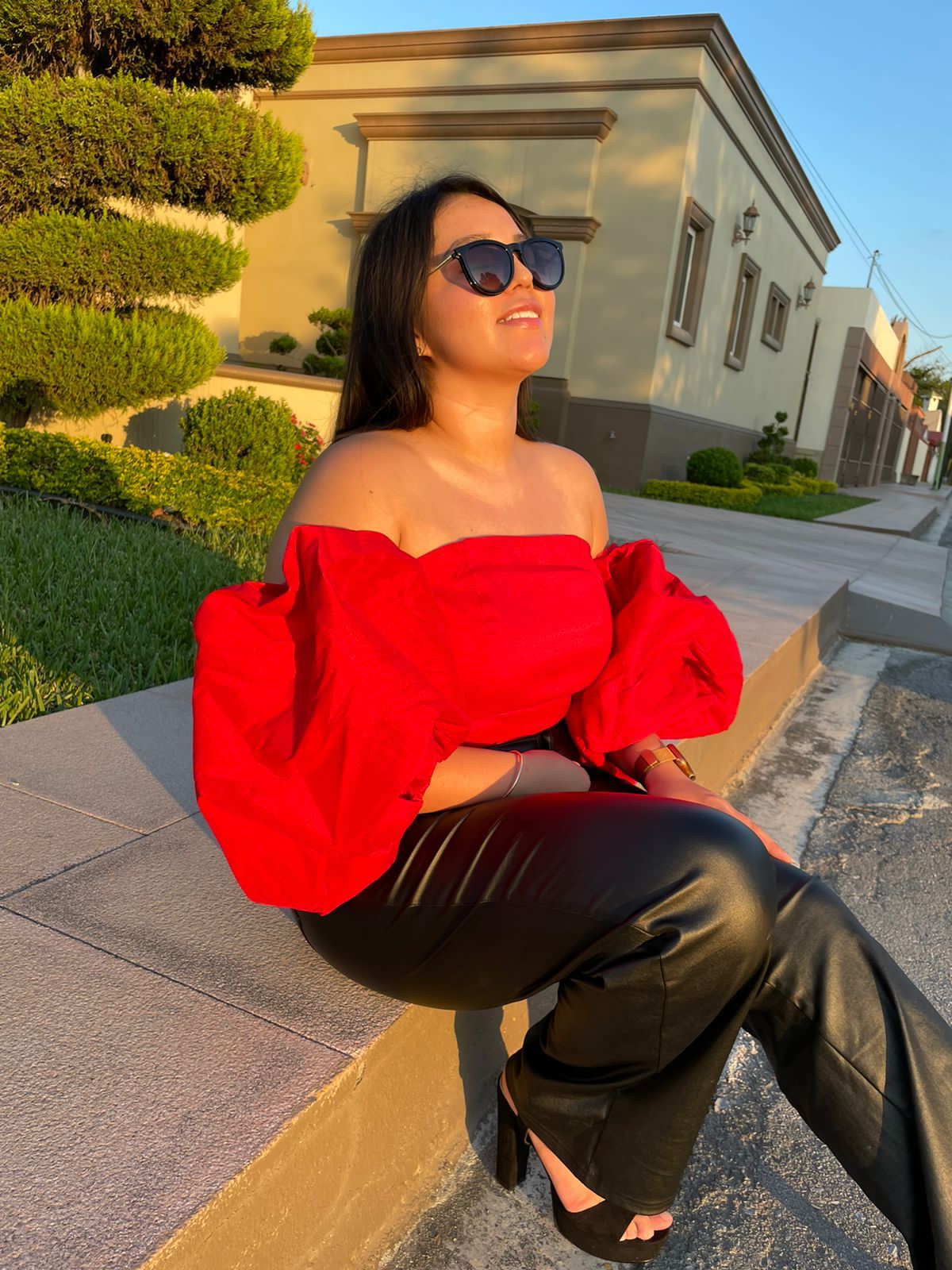 Top rojo mangas