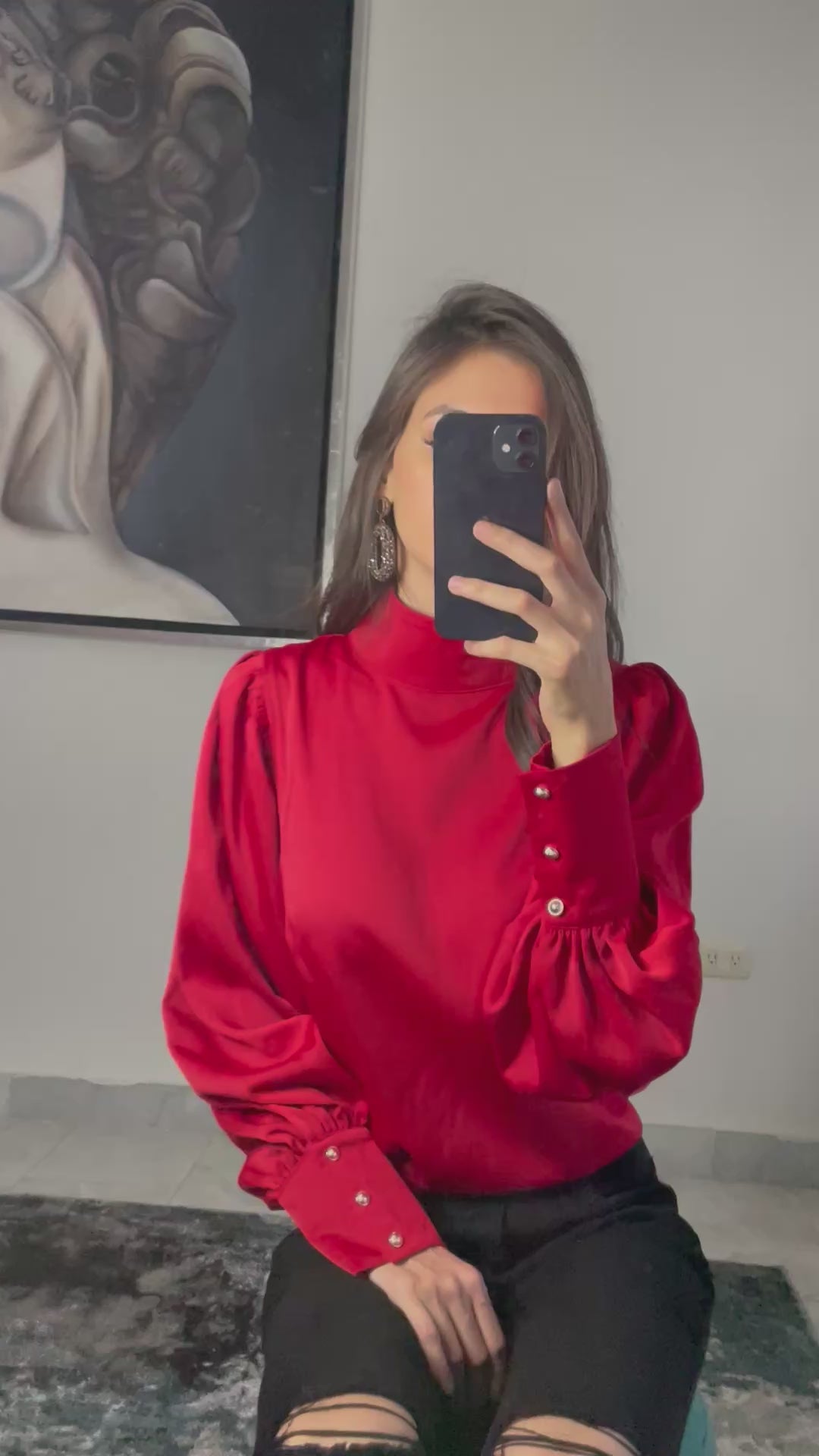Blusa roja manga larga