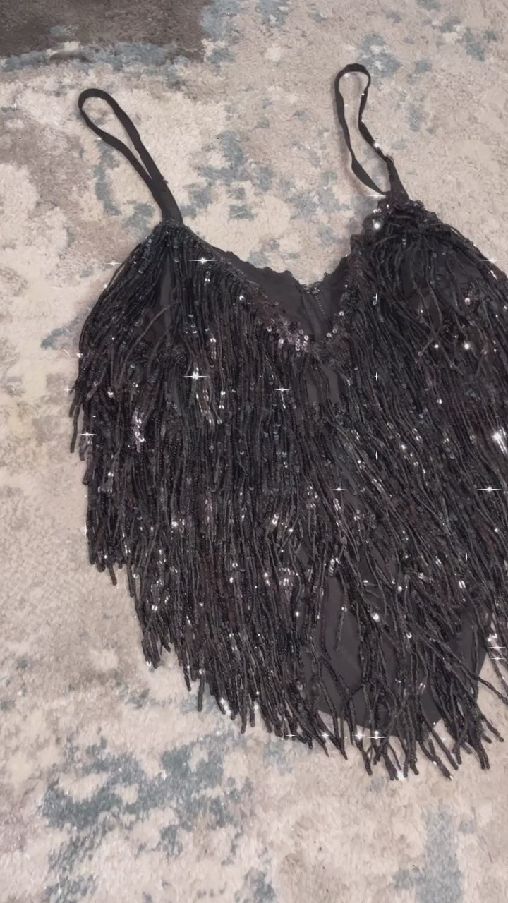 Top negro de brillos
